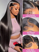 250 Density Bone Straight 100% Brazilian Human Hair Wigs 13x4 13x6 HD Transparent Pre Plucked Lace Front Wigs 40 Inch For Women