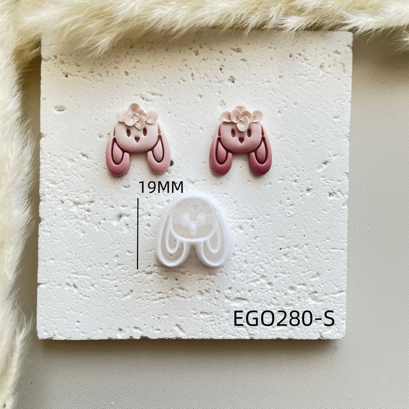 Shapes Small Easter Theme Polymer Clay  Cutter for Making Earrings, Easter Egg Rabbit Shape crucifix Soft pottery jewelry making