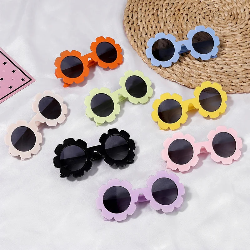 0-24 Months Baby Polarizrd Round Sun Flower Flexible Bendable Flower Baby Polarized Sunglasses with Strap for Newborn Infant