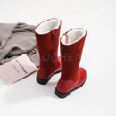 Children Winter Casual Boots For Girls Red Black Fashion Plush Long Boots Princess Flats Dress Shoes Snow Thicken Fur Boots Gift