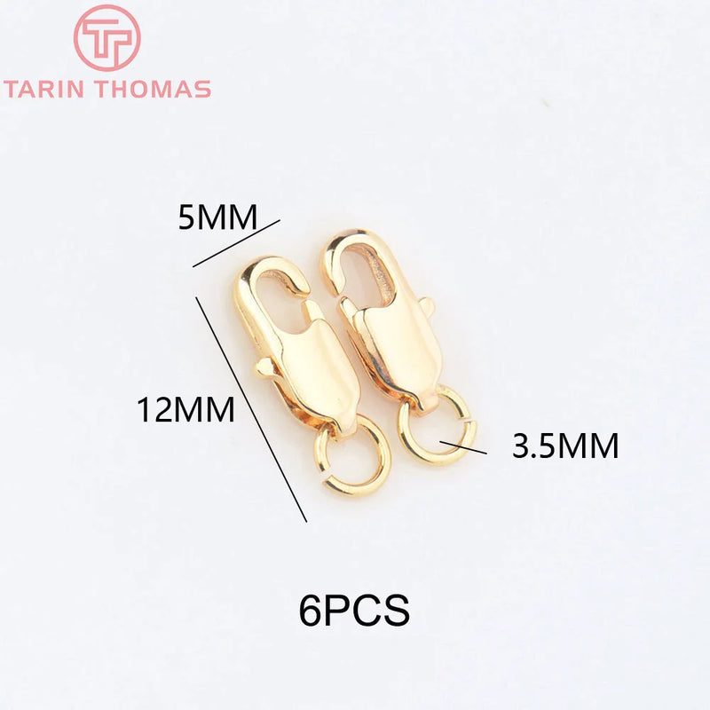 (3310) 15.6x9.6MM Hole 2MM 24K Gold Color Brass Lobster Clasps for Charms Pendants High Quality DIY Jewelry Making Findings