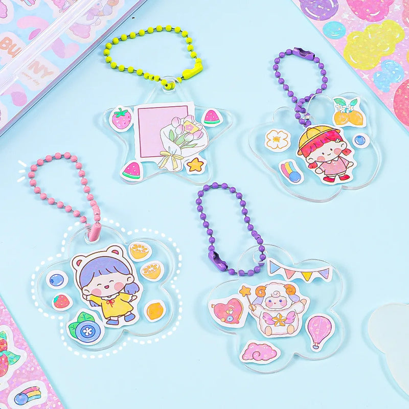 52 Pieces/Set Goo Card Diy Keychain Goo Disc Card Toy Kawaii Handbook Material Stickers Cute Student Stationery