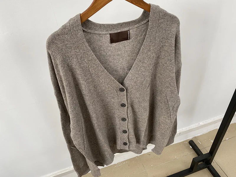 Crystal embellished Happy Face Cashmere sweater women long sleeve single breasted autumn winter cardigan women