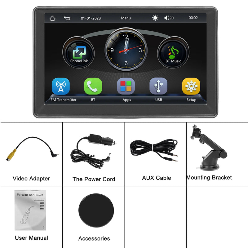 Podofo 7 ''Smart Screen Player Dashboard Carplay Android Car Bluetooth EQ Car DVR Mirror Link FM Transmission GPS Navigation