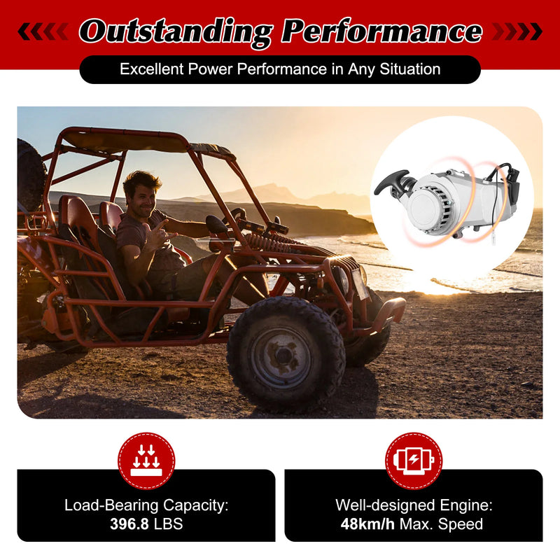 49.85CC 2-stroke Bicycle Engine Kit Single Cylinder Air-cooling Engine Max. Speed 48km/h