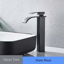 Matte Black Waterfall Bathroom Basin Faucet Above Counter Basin Deck Mounted Cold Hot Water Mixer Single Handle Single Hole Tap