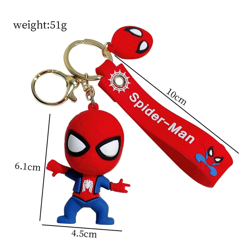 Marvel Superhero Spiderman Keychains Cartoon Spider Man Doll Keyrings Avengers Anime Figure Pendant Keyholder Car Key Chains