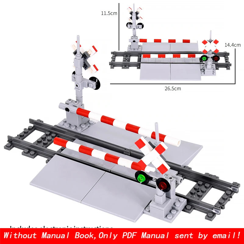 MOC Creative Expert City Train Traffic lights Railing Crossing Railway Express Bricks Building Blocks DIY Toys for Kids gifts