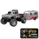 Mini RC Monster Truck with Lights & Trailer Remote Control Truck USB-C Rechargeable Adjustable Speed/Steering Children Toy Gift