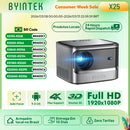 BYINTEK X25 Full HD Beamer 1080P 4K Video 900Ansi Autofokus WiFi Smart Android 9.0 LCD LED Video Heimkino Beamer