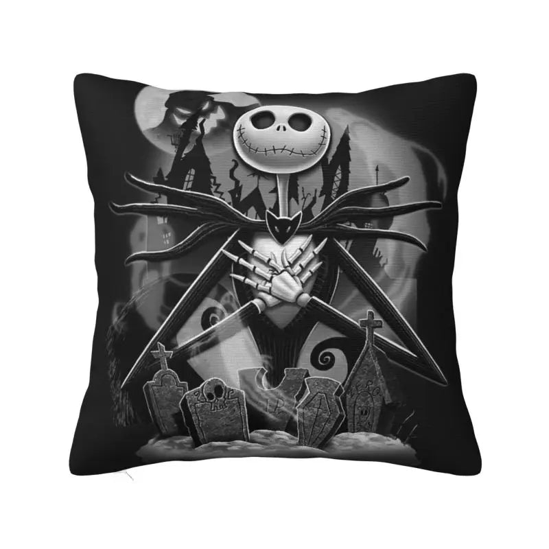 Custom Halloween Skull Jack Sally Throw Pillow Case Home Decor Nightmare Before Christmas Movie Cushion Cover Square Pillowcase