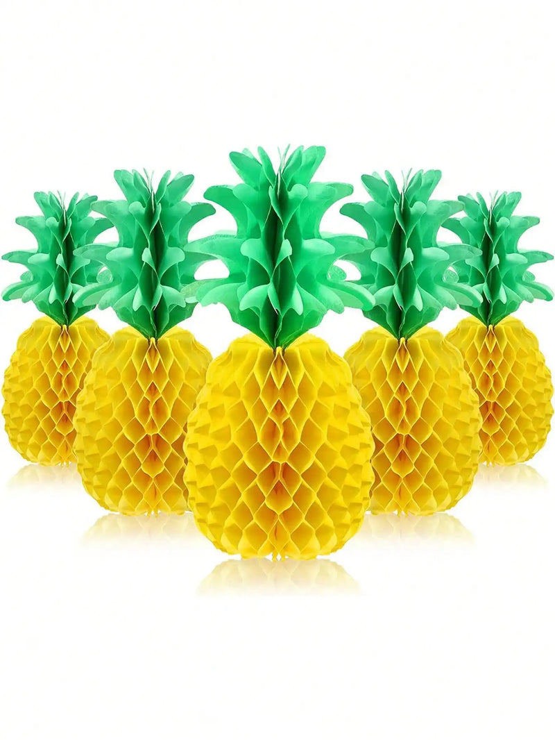 1PC Pineapple Honeycomb Centerpieces Tissue Paper Pineapple Table Hanging Decorations for Tropical Luau Hawaiian Jungle Party