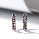 Fashion silver Color Round Mini Earrings Set Half Hoop Colorful Zircon Ladies Luxury Jewelry Hoop Earrings