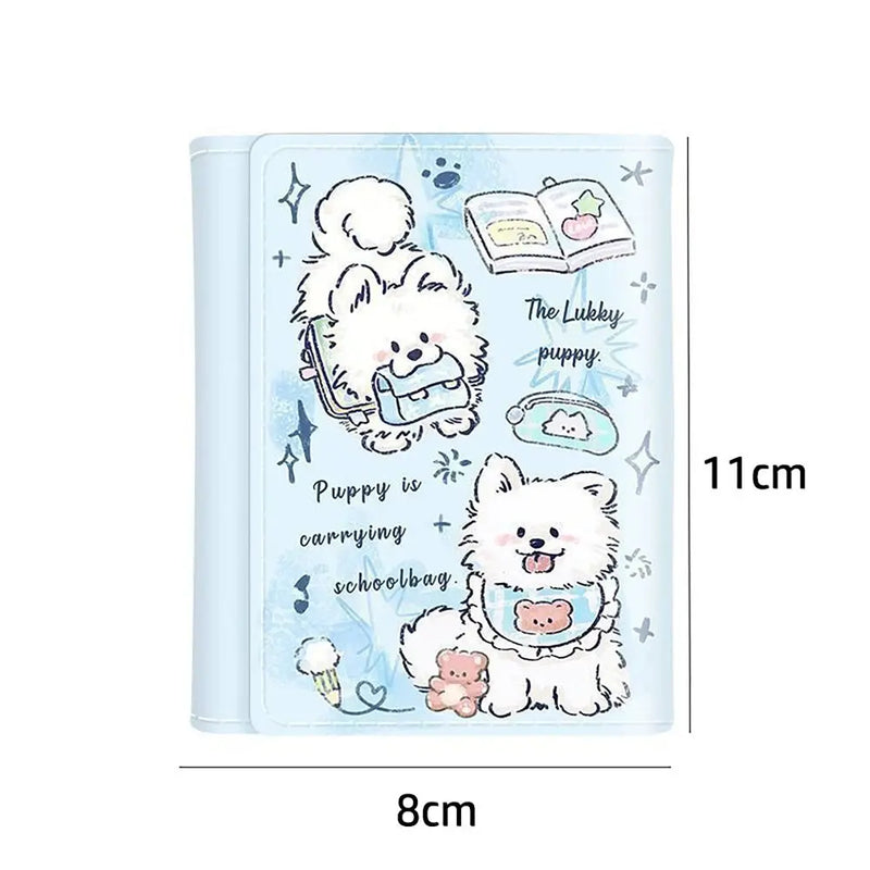 PU Leather Money Coin Purse Simple 3 Folds INS Style Credit Card Holoder Cute Kitten Dog Card Wallets for Girls Students Gift