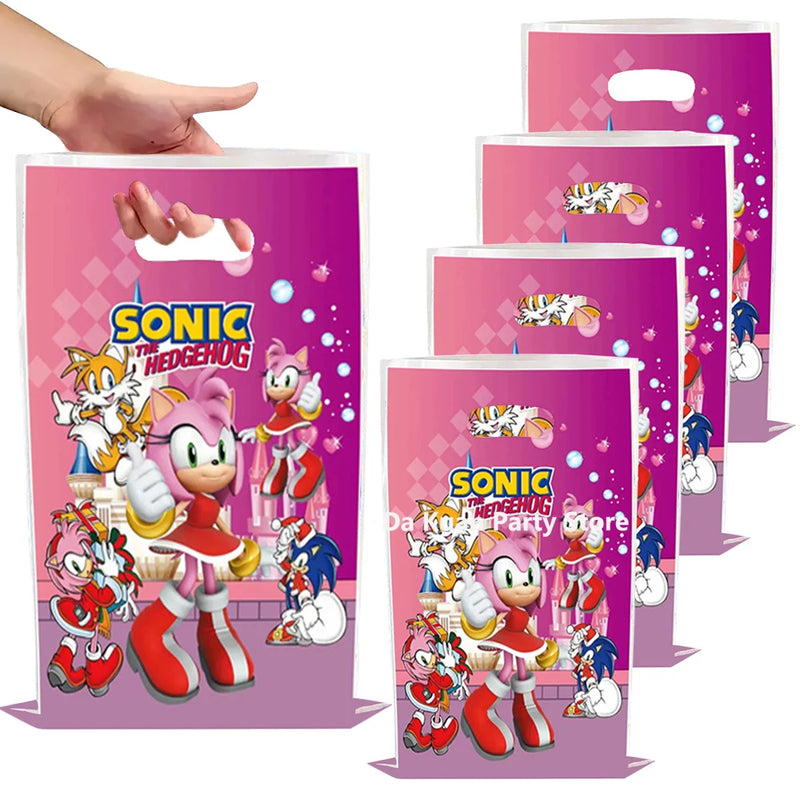 Sonic Theme Party Supplies Set Latex Balloons Kit Kids Sonic The Hedgehog Birthday Decorations Paper Tableware Decor Gifts Bags