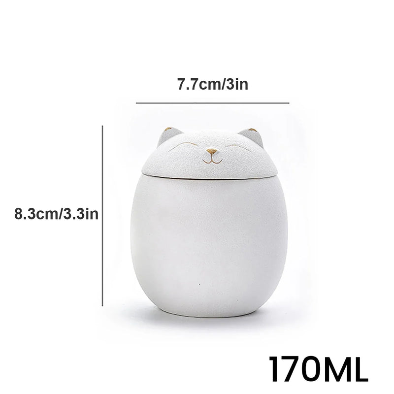 Black/White 170/500ml Urn for Pet Ashes Cat Shape Memorial Cremation Urns-Handcrafted Decorative Urns for Funeral Cat Dog Urn