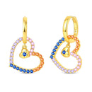 Gorgeous 925 Sterling Silver Triple Heart Hoop Earrings & Diamond Paperclip Chain Drop Earrings Mother Birthday Earrings Gift