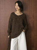 Winter new Korean style fashionable mixed color plush knitted shawl style wool sweater loose warm top for women