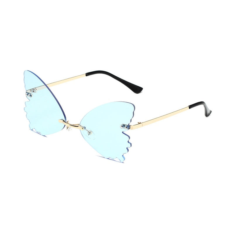 2022 Vintage Dragonfly Wings Sunglasses Fashion Rimless Women Clear Lens Eyewear Men Pink Sun Glasses UV400 Eyewear Female