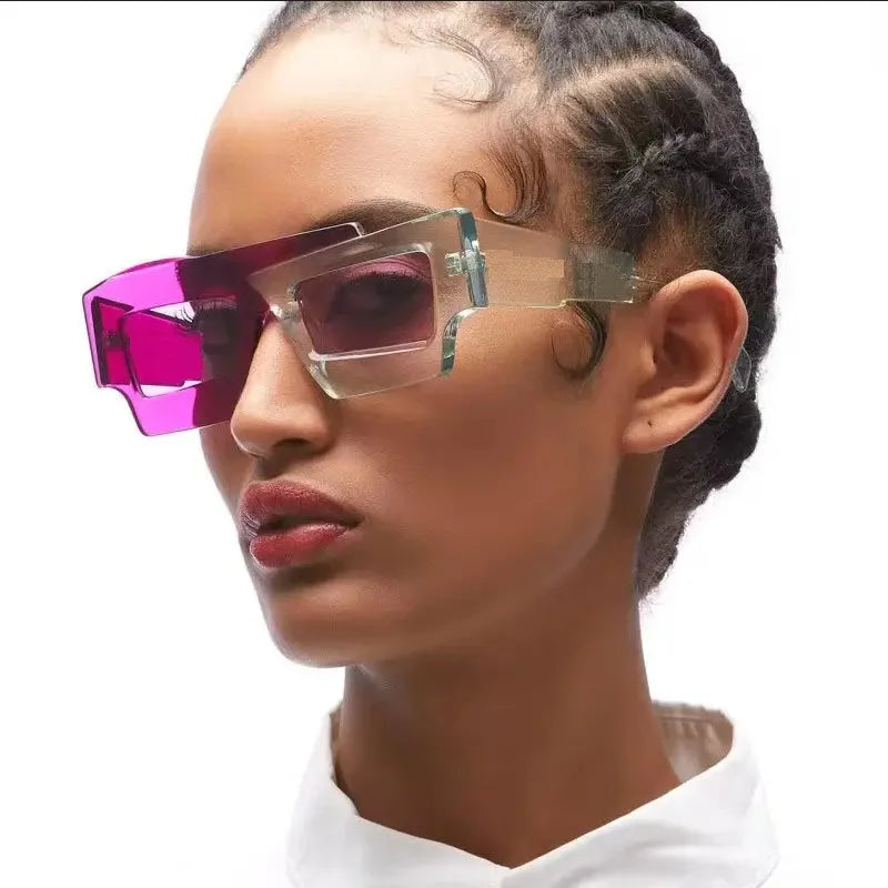 New Square Y2K Sunglasses Women Two Color Punk Sun Glasses Men Shades Luxury Retro Brand UV400 Oculus Gafas