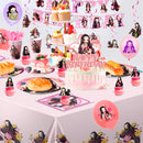 Nezuko Birthday Decorations,117pcs Decorations&Nezuko Party Tableware Set-Party Plates Tablecloth&Cake Topper Banner Balloons