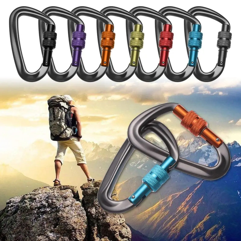 12KN 7075 Climbing Carabiner D Shape Quickdraws Professional Climbing Buckle Security Lock Outdoor Sport Equipment Safety Locks