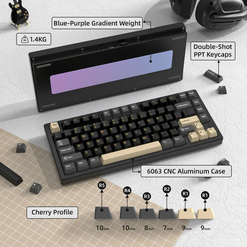 ATTACK SHARK X75 Full Aluminum Keyboard 75% VIA Wireless Gasket Mechanical Keyboard