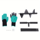 Manual Garden Auger Drill 6 Inch Cold-rolled Steel Handheld Soil Drill W/ Gloves Manual Post Hole Digger for Planting&Beach Use