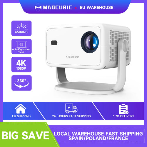 Magcubic Nativer 1080P 650ANSI 8K Android14 L018 Projektor mit automatischer Trapezkorrektur, Fokus, Wifi6, BT5.4, tragbar für Filme im Freien