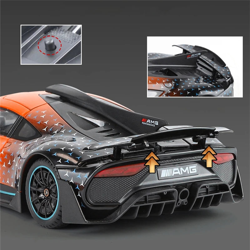1:18 Benzs One Alloy Sports Car Model Diecasts Metal Concept Racing Vehicles Car Model Sound and Light Simulation Kids Toys Gift