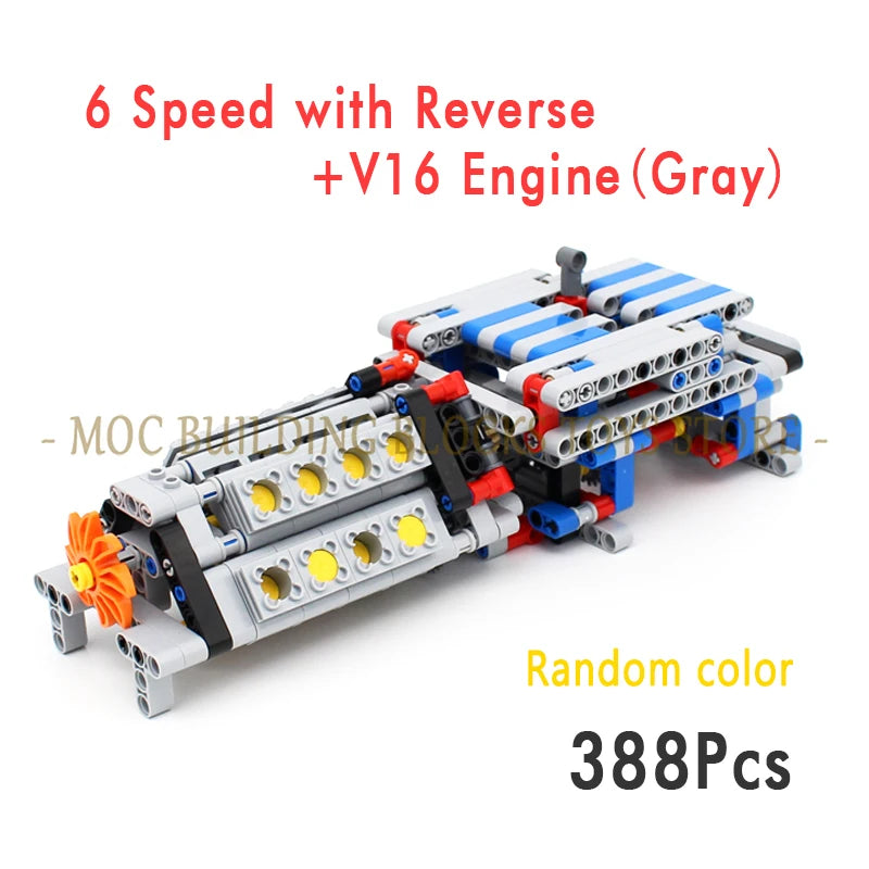 MOC Technology Building Blocks Bricks Power Functions Automotive Speed Gearbox Engine Transmission Machinery DIY Assembling Toys