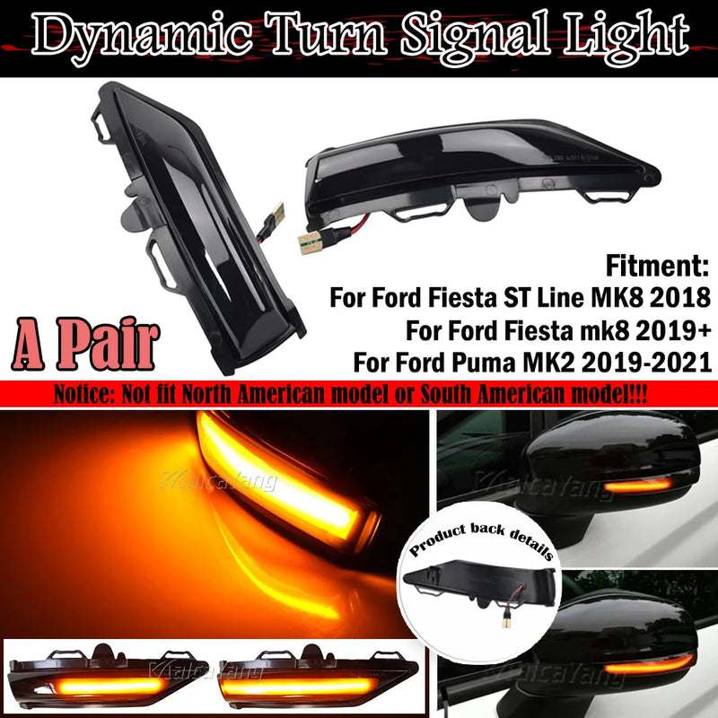 2PCS Led Dynamic Side Marker Turn Signal Repeater Light Sequential Blinker Light For Ford Fiesta ST Line MK8 2018 2019 Puma 2020