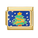 FUNIQUE Romantic Christmas Tree Snowman Sleigh Garland Italian Charm Links Fit 9mm Bracelet Stainless Steel DIY Jewelry Making