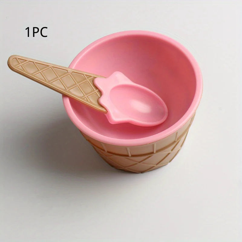 1/6pcs ice cream bowl and spoon set summer essential Christmas party ice cream mold bowl spoon kitchen supplies, kitchen tools