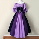 Women Patchwork Medieval Renaissance Dress Halloween Gothic off Shoulder Retro Long Dress