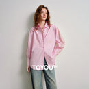 TOYOUTH Women Striped Cotton Patchwork Shirts 2026 Spring New Loose Niche Trendy Deconstructed Design Jackets