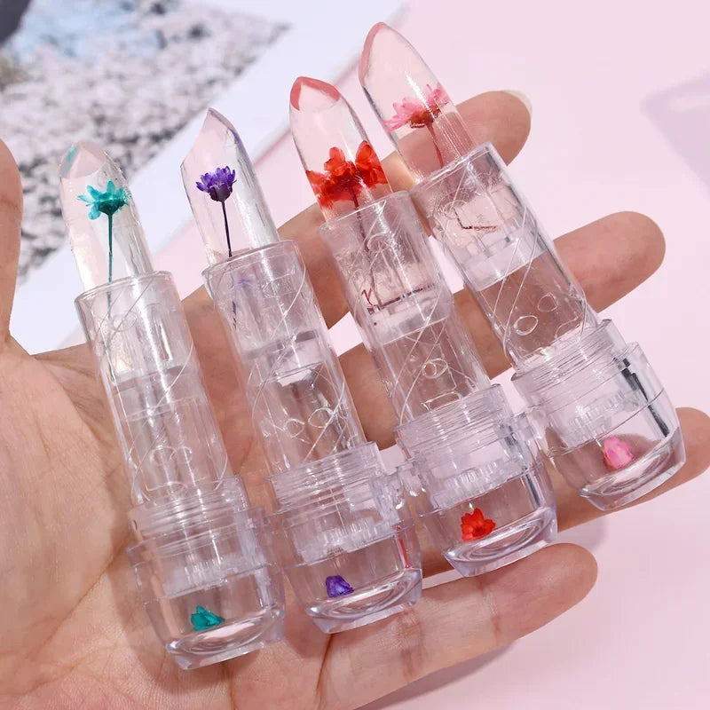 Magic Temperature Color Change Lipstick Waterproof Moisturizing Transparent Jelly Flower Lip Balm Crystal Lips Makeup Cosmetic
