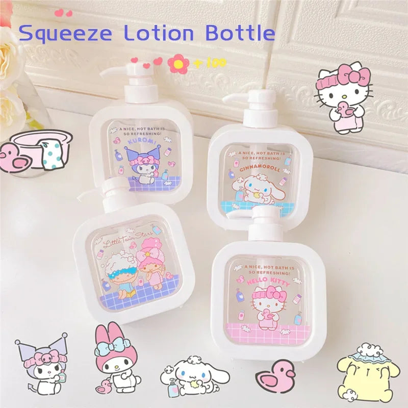 Sanrioed Cinnamoroll Hello Kitty Melody Kuromi Pochacoo Squeeze Lotion Bottle Portable Body Wash Handwashing Fluid Empty Bottled