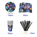 Space Astronaut Birthday Disposable Tableware Space Universe Plates Cups Napkins Banner Boys Outer Space Theme Party Decoration