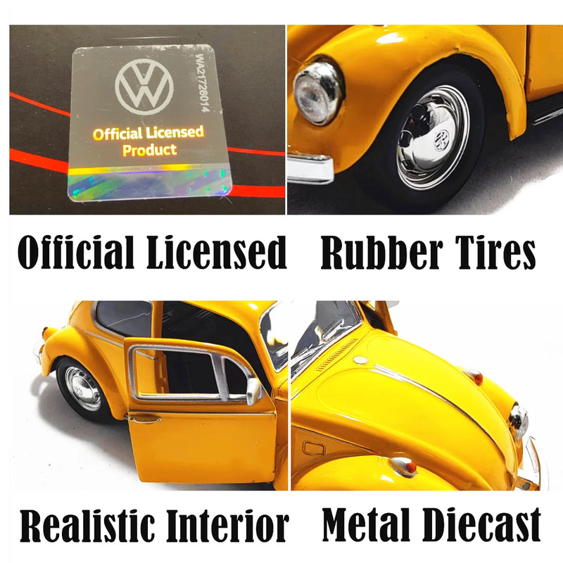 1/36 Scale Volkswagen Beetle 1967 T1 Car Model Replica Diecast Collection Vehicle Interior Decor Ornament Xmas Gift Kid Boy Toy