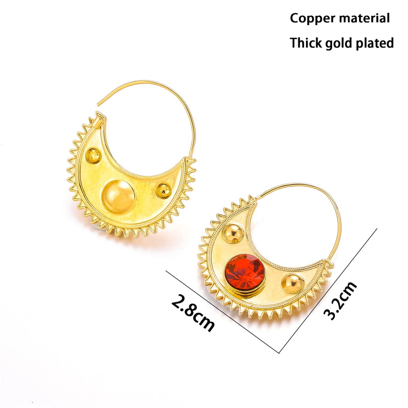 Ethlyn Gold Color Ethiopian Zircon  Clip Earrings for Women Girls Habesha Eritrean Jewelry Designs Copper Material MY746