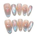 10pcs/1set Black White Press On Nails With Smudging Design Ultra-flexible Long Lasting Fake Nails For Daily And Parties Wearing
