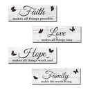 Farmhouse Wooden Sign Family Love Faith Hope Butterfly Rustic Plaque For Front Porch Door Wall Decoration