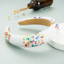 Full Crystal Luxury Hair Accessories Hairbands Sparkly Padded Rhinestones Headbands Headdress Black White Pink Women Headband