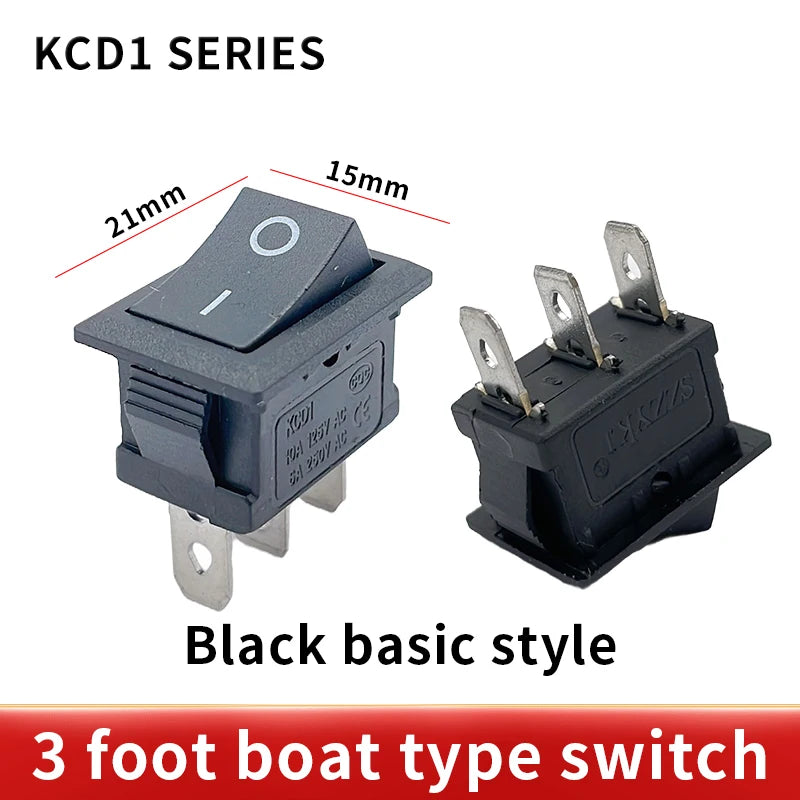 Promotion! 1 pcs kcd1 15*21mm SPDT  Mini Black 3 Pin Rocker Switch AC 6A/250V 10A/125V KCD1