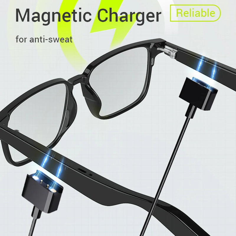 Intelligent Bluetooth GlassesKX32 Magnetic Absorption Charging Polarized Night Vision Lens Anti Blue Light Wireless Earphones