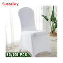 SucceBuy12/30/50/100Pcs Wedding Chair Cover Spandex Stretch Slipcover for Restaurant Banquet Hotel Dining Party White Cover