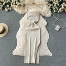 YuooMuoo Women Dress Sexy One Shoulder Package Hips Split Bodycon Dress Summer Fashion Lady Knitting Long Party Vestidos