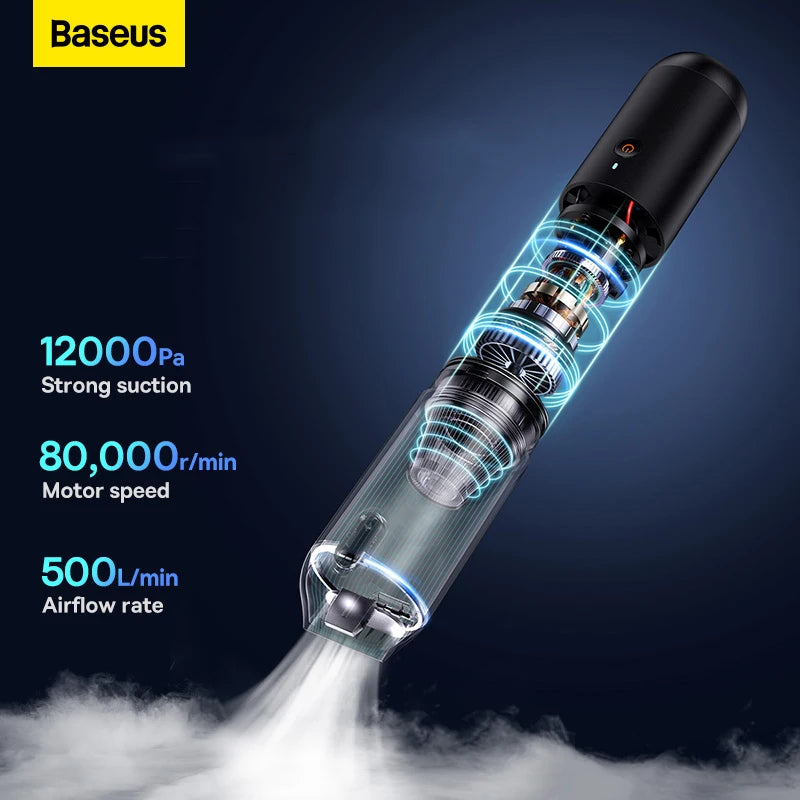 Baseus A3 Lite 12000Pa Car Vacuum Cleaner Airflow Pump Wireless Portable Car Cleaner Mini Vacuum Cleaner For Car Home Office