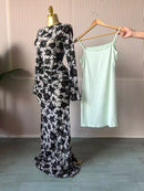 CM.YAYA 2025 Fall Women Long Sleeve Stacked Mesh See Though with Lining Bodycon Long Dress Evening Birthday Sexy Party Dresses